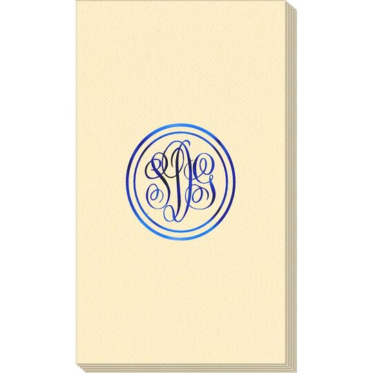 Double Circle Monogram Linen Like Guest Towels