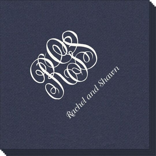 Script Monogram with Text Linen Like Napkins