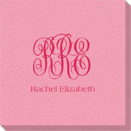 Script Monogram with Text Linen Like Napkins