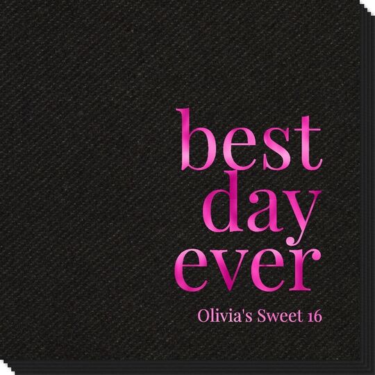 Best Day Ever Big Word Linen Like Napkins