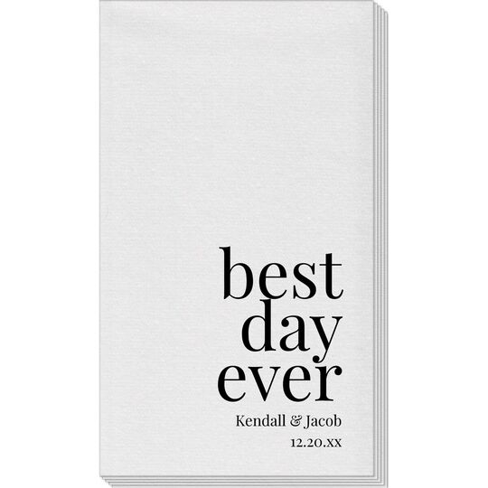 Best Day Ever Big Word Linen Like Guest Towels