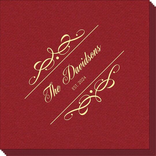 Royal Flourish Framed Names and Text Linen Like Napkins