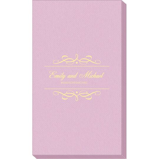 Royal Flourish Framed Names with Text Linen Like Guest Towels