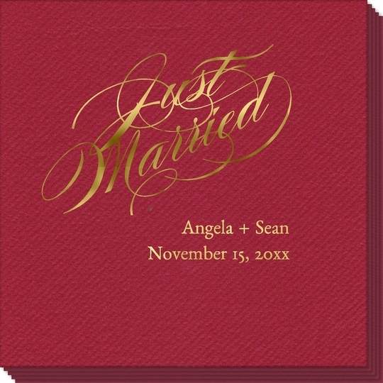 Romantic Just Married Linen Like Napkins