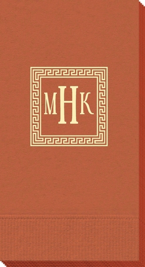 Greek Key Border with Monogram Guest Towels