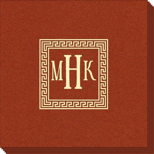 Greek Key Border with Monogram Linen Like Napkins