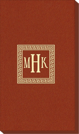 Greek Key Border with Monogram Linen Like Guest Towels