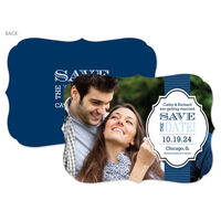 Navy Cherished Photo Save the Date Announcements