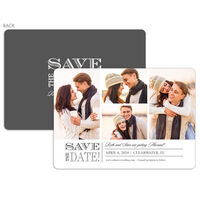 White and Grey Devoted Dreams Photo Save the Date Cards