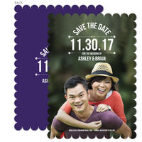 Purple Large Date Photo Save the Date Cards