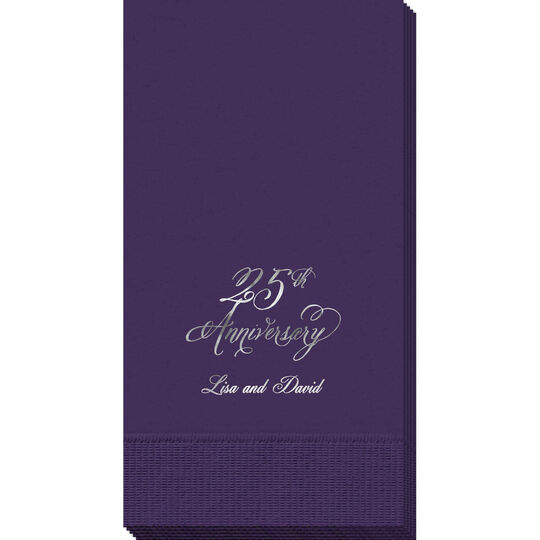 Elegant 25th Anniversary Guest Towels