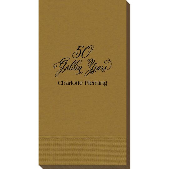 Elegant 50 Golden Years Guest Towels