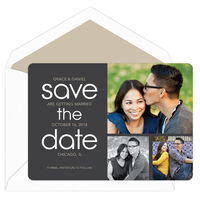 Charcoal Photo Collage Save the Date Cards