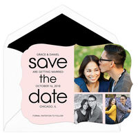 Blush Photo Collage Save the Date Cards