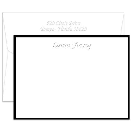 Triple Thick Montreal Border Flat Note Cards - Embossed