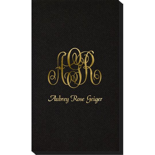 Large Script Monogram with Text Linen Like Guest Towels