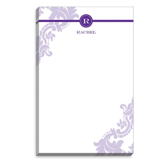 Violet Damask Monogram Notepads
