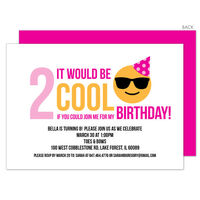 Pink 2 Cool Emoji Birthday Invitations