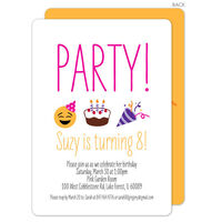 Pink Emoji Party Icons Birthday Invitations