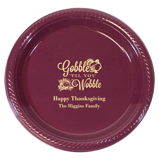 Gobble Til You Wobble Plastic Plates