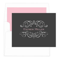Charcoal Ornate Scroll Foldover Cards