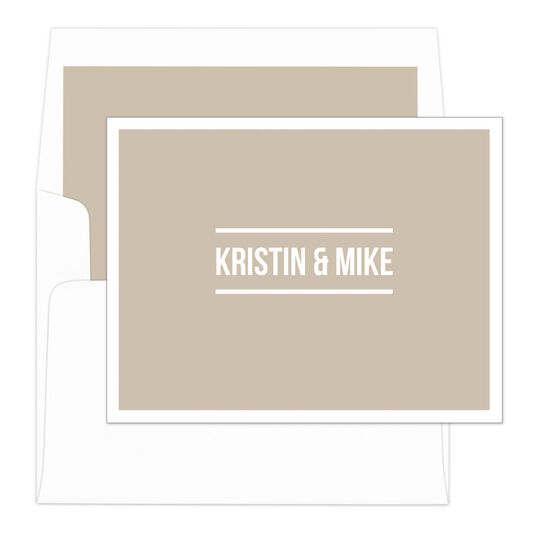 Personalized Tan Bold Foldover Note Cards
