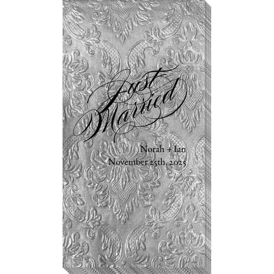 Romantic Just Married Carte Embossed Guest Towels