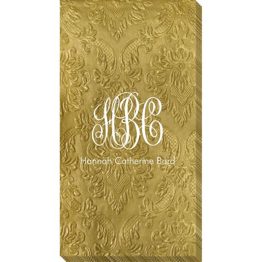 Script Monogram with Text Carte Embossed Guest Towels