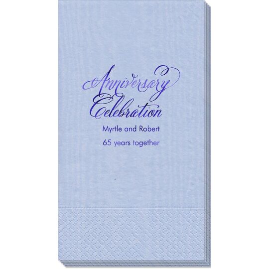 Elegant Anniversary Celebration Moire Guest Towels