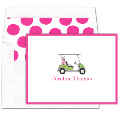 Pink Golf Cart Folded Note Cards
