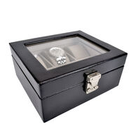 Men's Black Leather 6 Watch Box