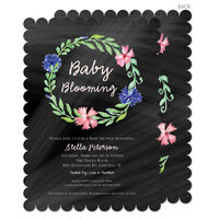Pink Blooming Chalkboard Shower Invitations