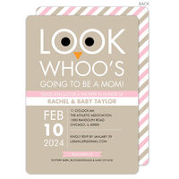 Tan and Pink Owl Shower Invitations