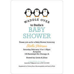 Three Penguins Waddle Over Shower Invitations