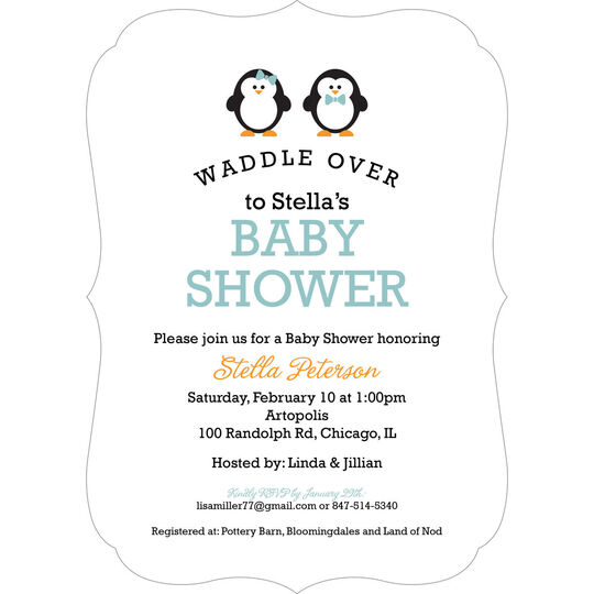 Lagoon Penguins Shower Invitations