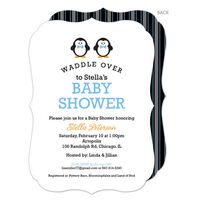 Blue Penguins Shower Invitations