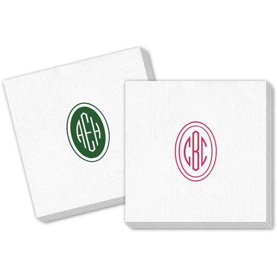 Outlined Shaped Oval Monogram Deville Napkins