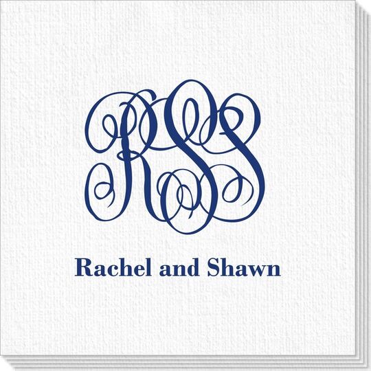 Large Script Monogram with Text Deville Napkins