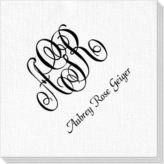 Large Script Monogram with Text Deville Napkins