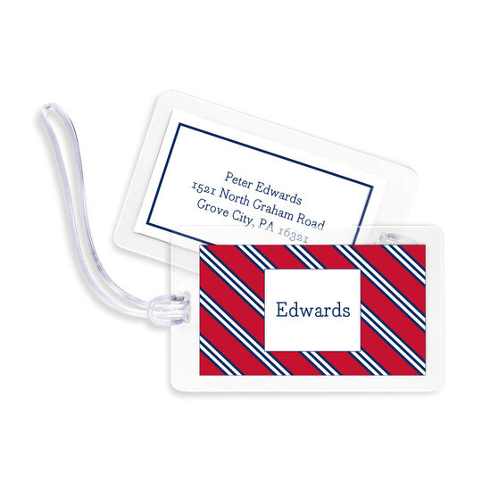 Repp Tie Red & Navy Luggage Tags