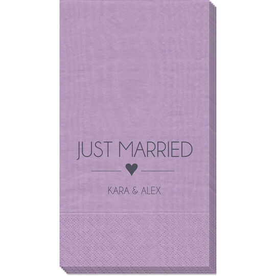 Just Married with Heart Moire Guest Towels