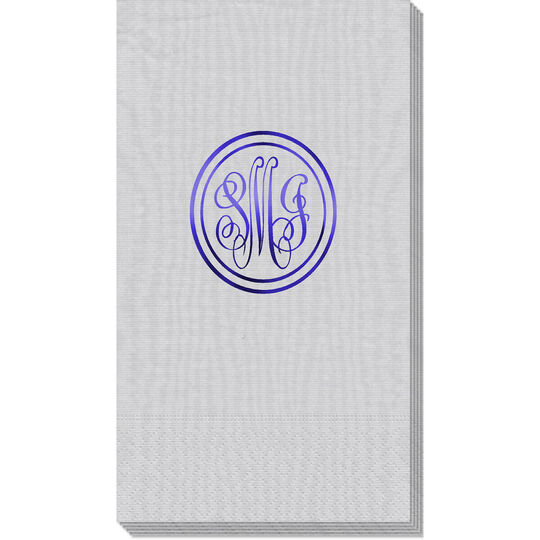 Double Circle Monogram Moire Guest Towels