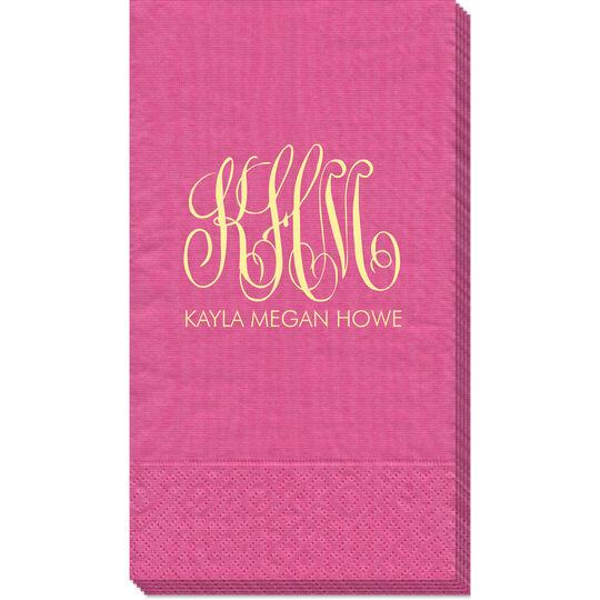 Large Script Monogram with Text Moire Guest Towels