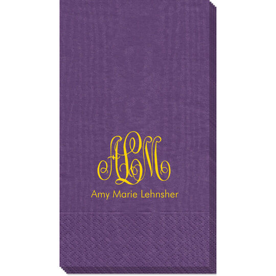 Script Monogram with Text Moire Guest Towels