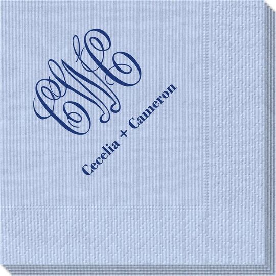 Script Monogram with Text Moire Napkins