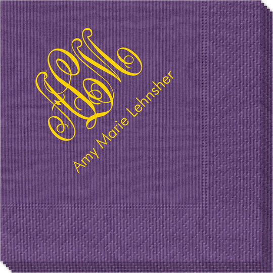 Script Monogram with Text Moire Napkins