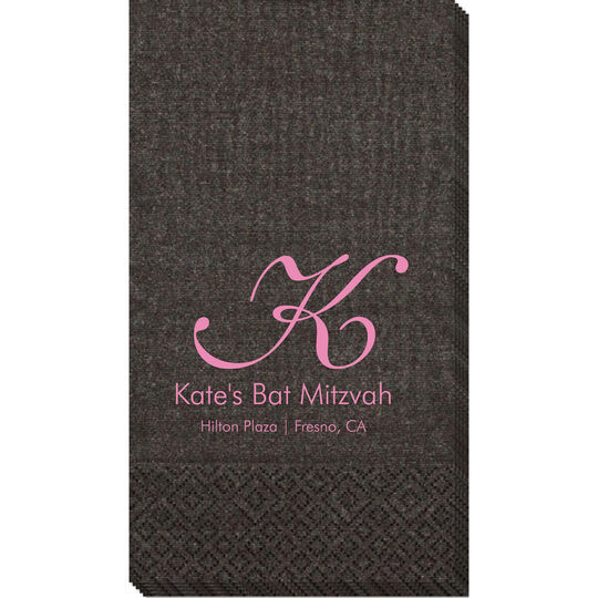 Pick Your Initial Monogram with Text Moire Guest Towels