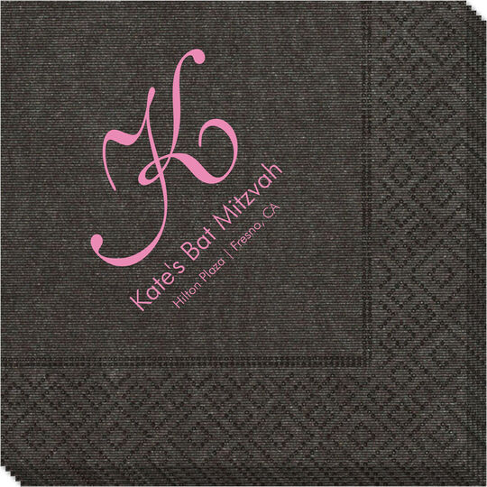 Pick Your Initial Monogram with Text Moire Napkins