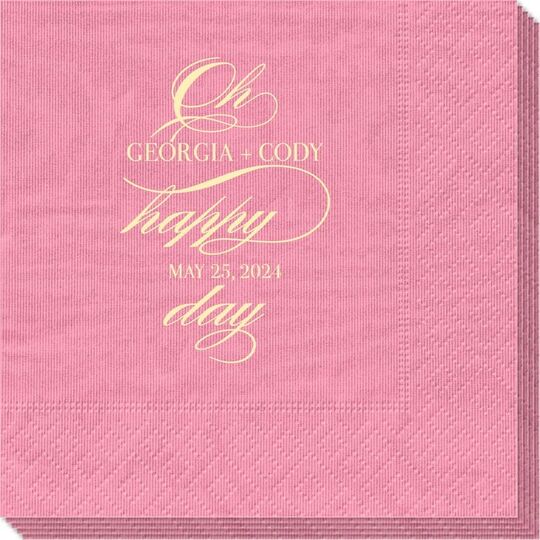 Romantic Oh Happy Day Moire Napkins