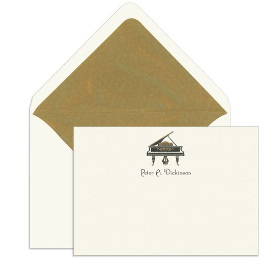 Piano Engraved Motif Flat Note Cards